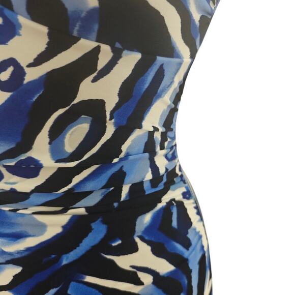 Magicsuit by Miraclesuit Halter One Piece Swimsuit Size 8 Blue Animal Print - Picture 4 of 11